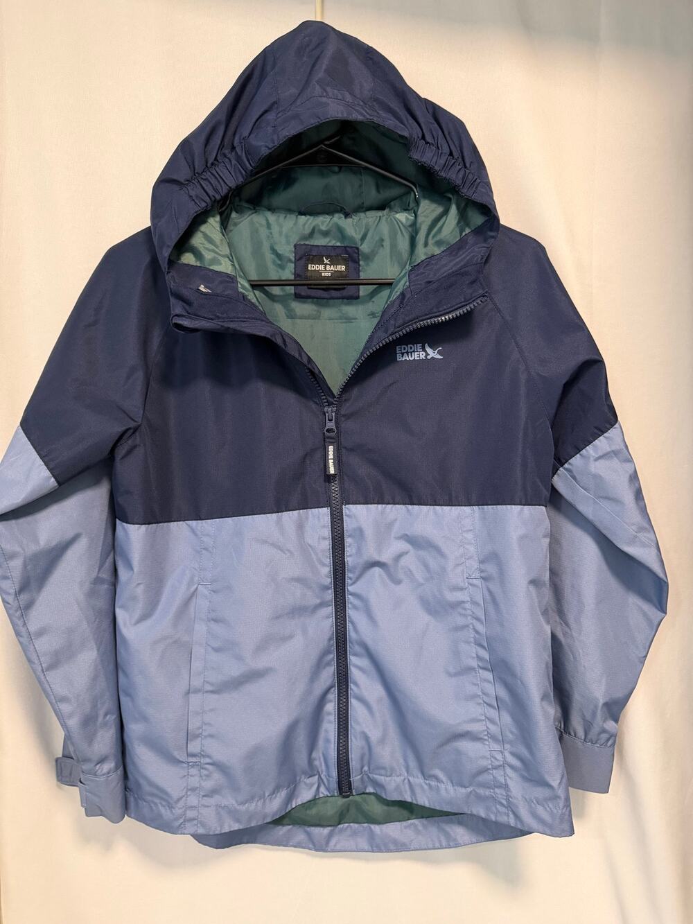 Eddie Bauer kids' hooded windbreaker lightweight jacket blue-M 10/12